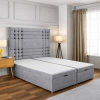 SOFT SNOOZE BEDS Modern Ottoman Storage Bed with Stylish Panelled Headboard in Grey | Size: Super King