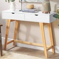 Wyld and Coco Console Table White Lacquer Top and Light Pine Legs 101x36x78 cm | Size: 101 x 36 x 78 cm