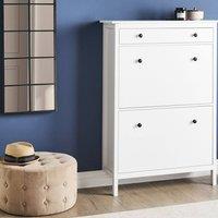 Wyld and Coco White MDF Shoe Cabinet - Two-Compartment Hallway Organizer