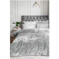 Catherine Lansfield Crushed Velvet Duvet Cover Set - Soft, Durable & Luxury Finish in Silver | Size: Super King