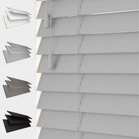 Blinds Outlet Faux Wood String Venetian Blind in Light Grey | Size: 195 cm width x 120 cm drop