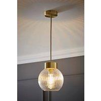 ValueLights Maddison Ribbed Glass Shade Metallic Capped Ceiling Pendant Light in Gold