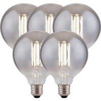 Harper Living 8 Watts G125 E27 LED Bulb Smoked Globe Cool White Dimmable, Pack of 5 in Dark Grey