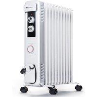 Pro Breeze 2500W 11 Fins Oil Filled Radiator Heater with Thermostat Control in White