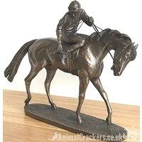 Animal Crackers 'On Parade' Bronze Racehorse & Jockey Figurine Designed By David Geenty, Horse Lover Home Decoration