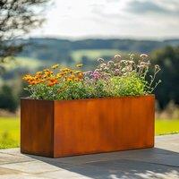 Access Garden Products 100cm Corten Steel Trough Planter with Feet - Pre-Rusted in Terracotta