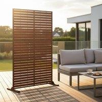 Nicoman Metal Outdoor Privacy Screen with Stand - Metal Slats in Metallics