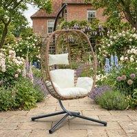 Rosewood & Stone Home Cotehele - Single Egg Chair in Cream on Brown | Size: 1 Seater