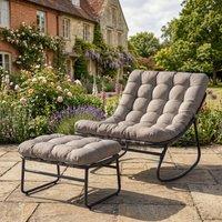 Rosewood & Stone Home Fountains - Rocking Chair & Stool Set in Light Brown