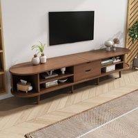 BTM TV Stand Cabinet with Drawers Sliding Doors Storage in Brown