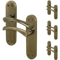 AFIT Antique Brass Twist Door Handles Backplate Internal Lever 4 Pairs in Bronze | Size: 150mm x 150mm