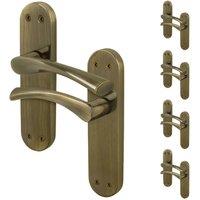 AFIT Antique Brass Twist Door Handles Backplate Internal Lever 5 Pairs in Bronze | Size: 150mm x 150mm