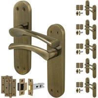 AFIT Antique Brass Twist Door Handle Latch Hinges Set Internal 6 Pairs in Bronze | Size: 150mm x 150mm