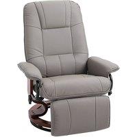 HOMCOM Ergonomic Office Recliner Sofa Chair PU Leather Armchair Lounger Grey