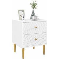 HOMCOM Modern Bedside Table with Drawer, Side Table with Metal Legs, White