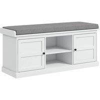 HOMCOM Shoe Bench with Cushioned Seat Adjustable Shelf for Hallway in White