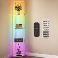 HOMCOM RGB LED Floor Lamp with Remote Control for Bedroom Living Room in Light Oak