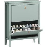 HOMCOM 2 Drawer Shoe Cabinet with Flip Doors for Hallway, Entryway, Green | Size: Small
