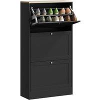 HOMCOM Narrow Shoe Cabinet w/ 3 Flip Drawers for 12-18 Pairs of Shoes Black