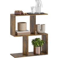 HOMCOM Side Table, Narrow End Table with Storage Shelves, Rustic Brown