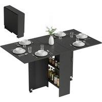 HOMCOM 80-140 cm Folding Dining Table for 4-6 Drop Leaf Table Black