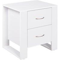 HOMCOM 2 Drawer Boxy Bedside Table w/ Handles Elevated Base White