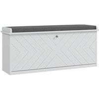 HOMCOM Upholstered Shoe Bench with Flip Drawer Cushion for 10 Pairs of Shoes in White