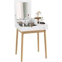 HOMCOM Dressing Table Desk Flip up Mirror Multi purpose 2 Drawers Makeup in White
