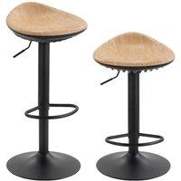 HOMCOM Set of 2 Breakfast Barstools, PU Leather Swivel Bar Stools, Oak in Natural