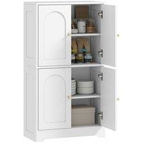 HOMCOM 110cm Kitchen Cupboard with 4 Arched Doors & 2 Adjustable Shelves in White