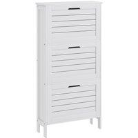 HOMCOM Narrow Shoe Storage Cabinet with 3 Flip Drawers, White