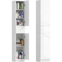 Kleankin Modern High Gloss Tall Bathroom Cabinet with Adjustable Shelves in White