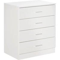 HOMCOM Storage Cabinet Vertical Drawer Chest of 4 with Metal Rails Anti Tip in White
