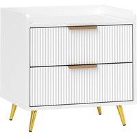 HOMCOM Bedside Table with 2 Drawers for Bedroom, Living Room, White