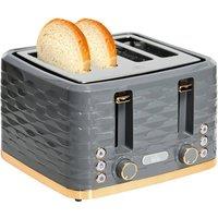 HOMCOM Toaster with 4 Slot, 7 Browning Levels, 1600W, Grey Ripple