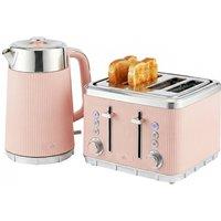 HOMCOM 1.7L 3000W Rapid Boil Kettle & 4 Slice Toaster Set Crumb Tray Pink