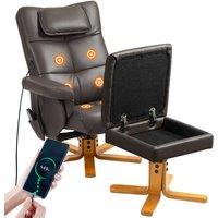 HOMCOM Massage Recliner Chair with Footstool & Hidden Storage, Dark Brown