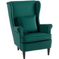 HOMCOM Wingback Chair, Modern Accent Chair for Living Room Bedroom, Green in Dark Green | Size: Armchair