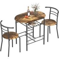 HOMCOM Breakfast Bar Table & Stools Set, Dining Room Set with Shelf in Dark Brown