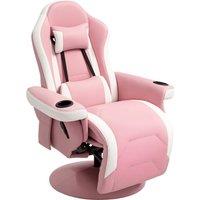 HOMCOM Manual Recliner Armchair PU Sofa Chair with Footrest & Reclining in Pink