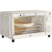 HOMCOM Mini Oven 9L Countertop Toaster Oven with Timer Control 750W Cream