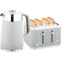 HOMCOM 1.7L 3000W Rapid Boil Kettle & 4 Slice Toaster Set Crumb Tray Taupe