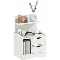 HOMCOM Bedside Table with 2 Drawers & Shelves Storage Organiser Bedroom in White
