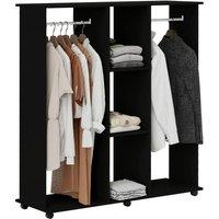 HOMCOM Mobile Double Open Wardrobe w/ Clothes Hanging Rail Colthing Black