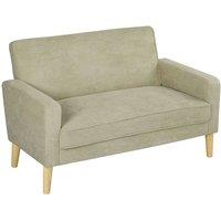 HOMCOM 2 Seater Sofa, Velvet-Feel Upholstered Loveseat for Small Space, Beige