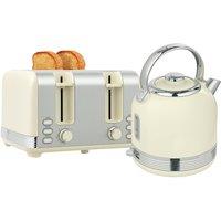 HOMCOM 1.7L 3000W Fast Boil Electric Kettle & 4 Slice Toaster Set, Cream in Off-White | Size: 2 Pack