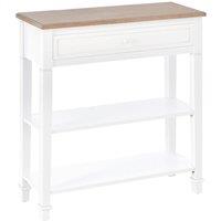 HOMCOM White Console Table Hallway Side Desk with Drawer 2 Shelves Worktop