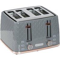 HOMCOM Toaster with 4 Slot, 7 Browning Levels, 1600W, Grey Honeycomb