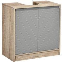 HOMCOM Under Sink Storage Cabinet Adjustable Shelf 2 Doors Retro Cabinet in Grey