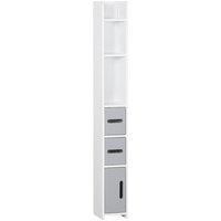 Kleankin Tall Bathroom Storage Cabinet Freestanding Linen Tower Cabinet in Grey